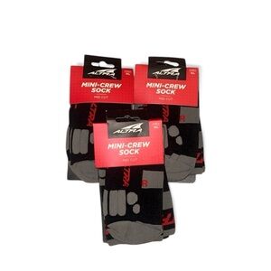 NWT Set of 3 Altra Unisex Mini-Crew Black &‎ Gray Performance Socks Size XL